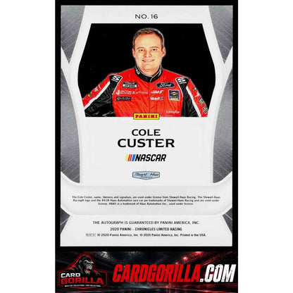2020 Panini Chronicles #16 Cole Custer Limited Autographs Gold #/10 RC
