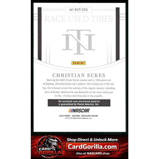 2024 Panini National Treasures #RUT-CEK Christian Eckes Race Used Tires #/99