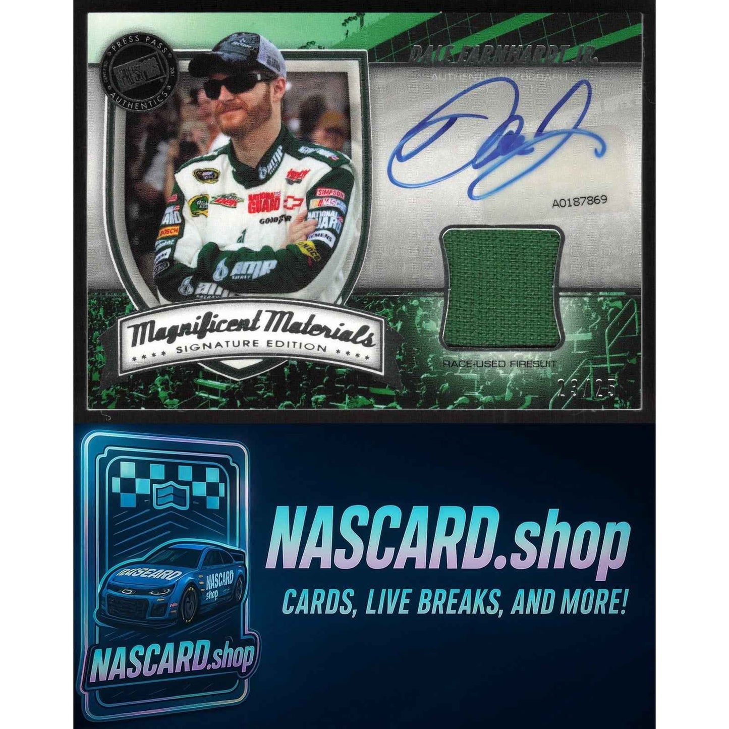 2011 Press Pass Fanfare Dale Earnhardt Jr Magnificent Materials Auto Edition /25