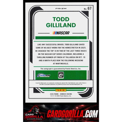 2026 Donruss #67 Todd Gilliland Optic Signatures Blue Velocity
