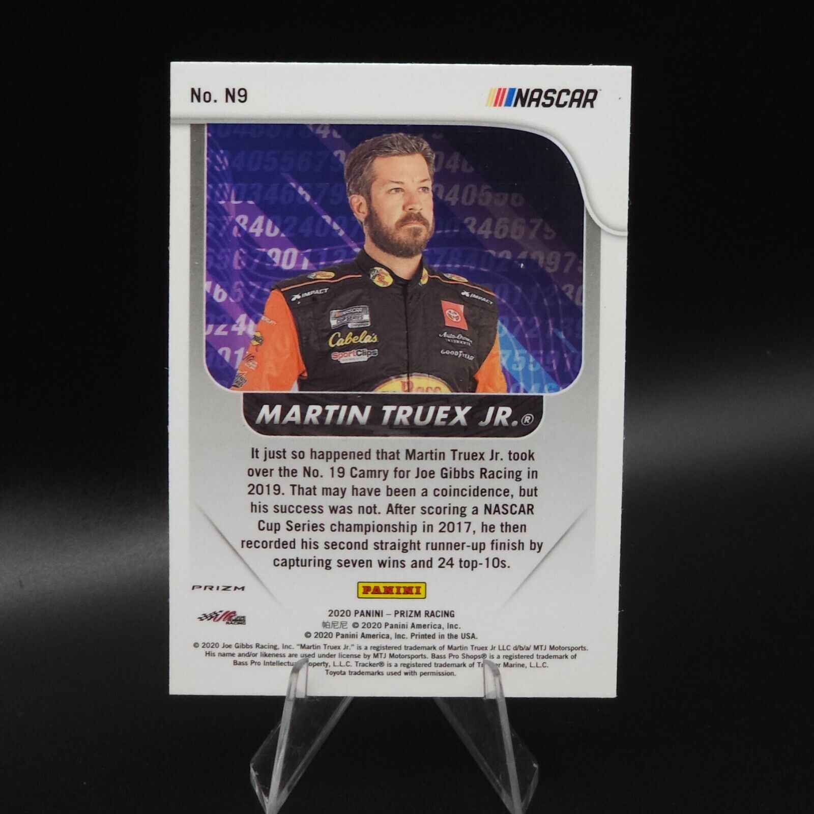 2020 Panini Prizm Numbers White Sparkle Prizm #N9 Martin Truex Jr. - NASCARD.shop