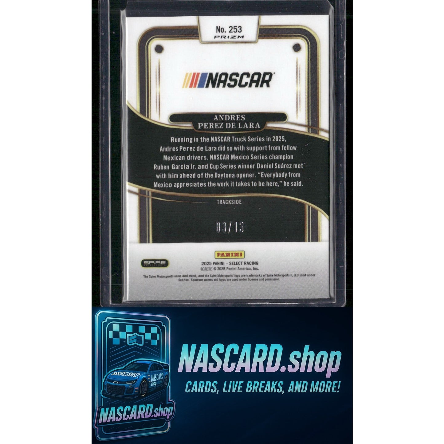 2025 Select Racing Andres Perez De Lara Trackside Power Plaid Gold Prizms #/13 - Card Gorilla