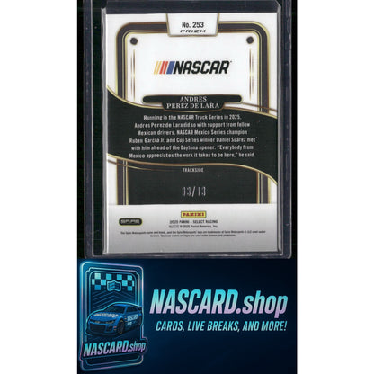 2025 Select Racing Andres Perez De Lara Trackside Power Plaid Gold Prizms #/13 - Card Gorilla