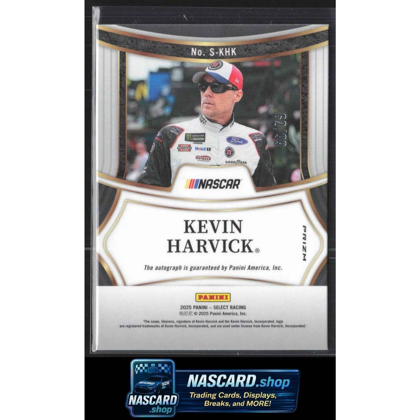 2025 Panini Select #S-KHK Kevin Harvick Signatures Blue Prizms #/99
