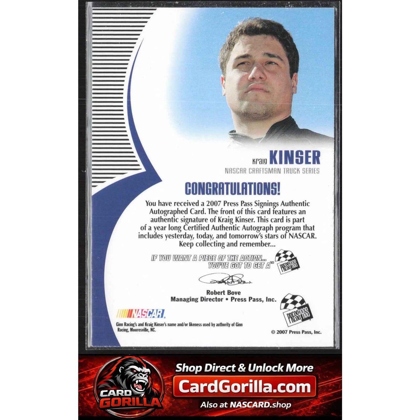 2007 Press Pass #NNO Kraig Kinser Signings Silver #/100