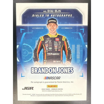 2026 Panini Donruss NASCAR Racing Brandon Jones #8 Dialed In Auto Blue Ice