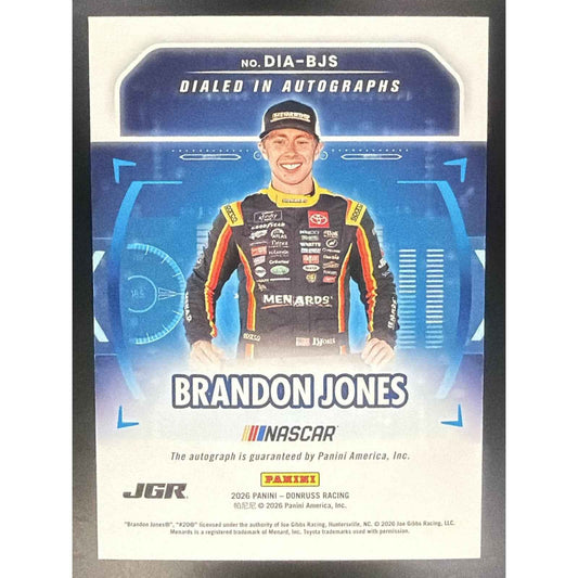 2026 Panini Donruss NASCAR Racing Brandon Jones #8 Dialed In Auto Blue Ice