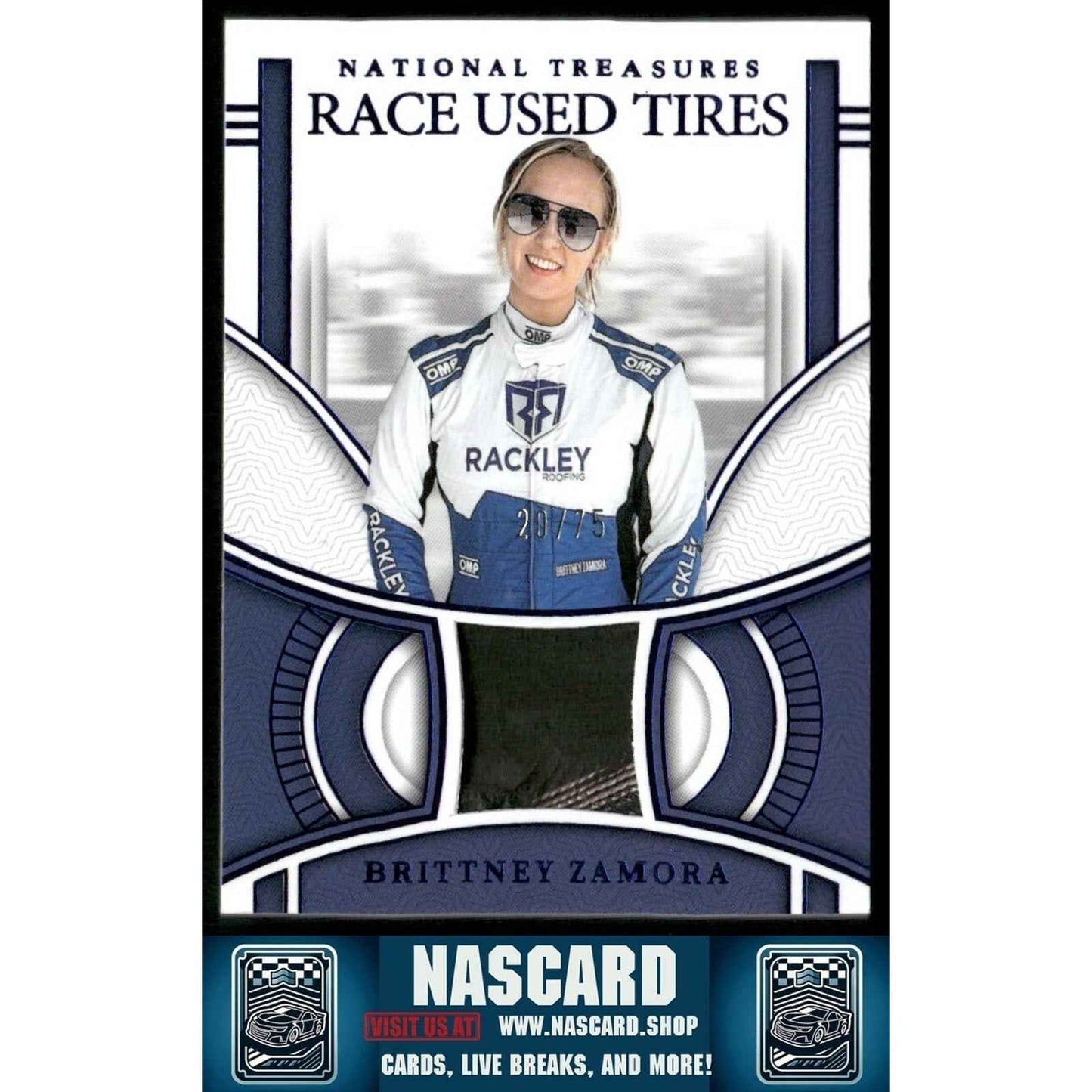 2024 National Treasures Race Used Tires Blue Brittney Zamora /75