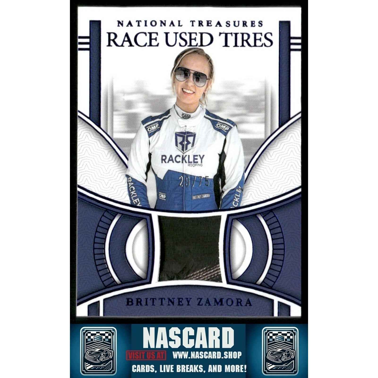 2024 National Treasures Race Used Tires Blue Brittney Zamora /75