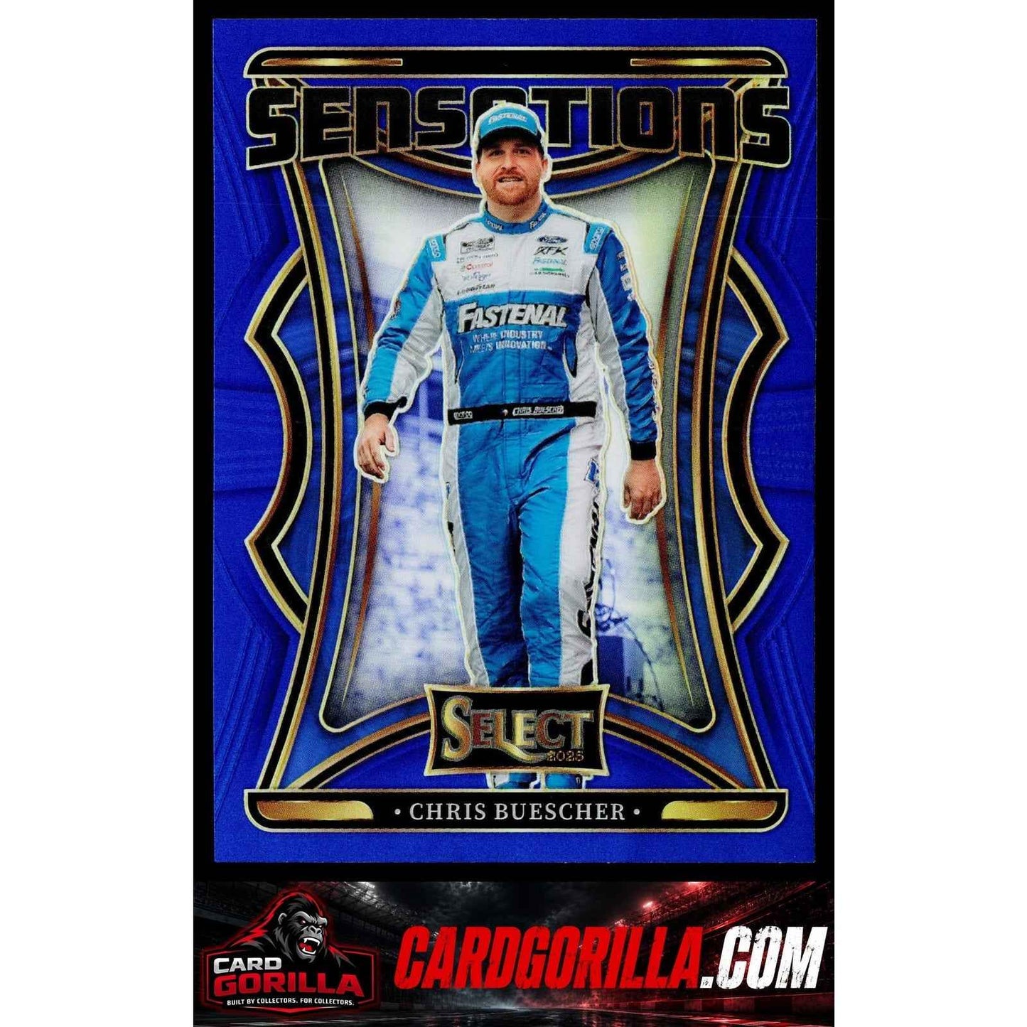 2025 Panini Select #16 Chris Buescher Sensations Blue Prizms #/49