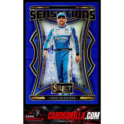 2025 Panini Select #16 Chris Buescher Sensations Blue Prizms #/49