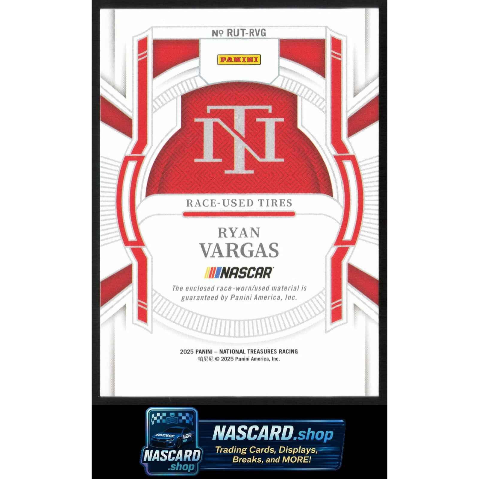 2025 Panini National Treasures #RUT-RVG Ryan Vargas Race Used Tires #/99