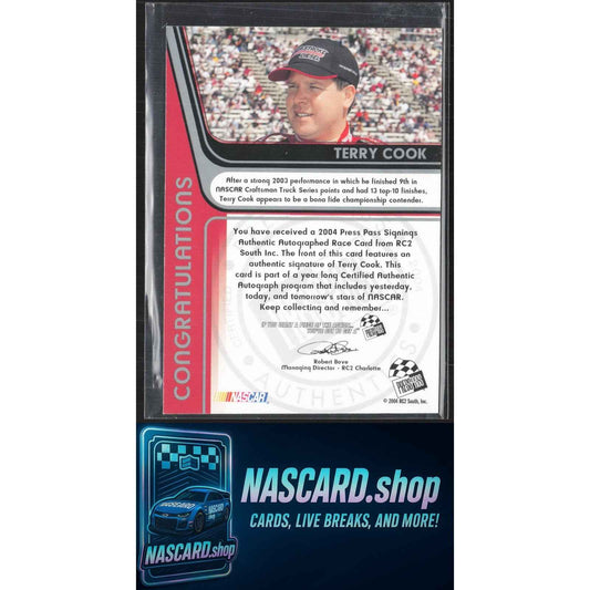 2004 Press Pass #NNO Terry Cook Signings