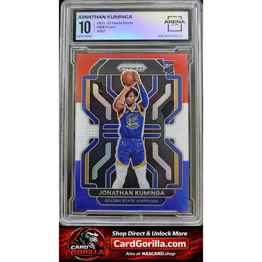 2021-22 Panini Prizm Jonathan Kuminga Red White and Blue Arena Club 10
