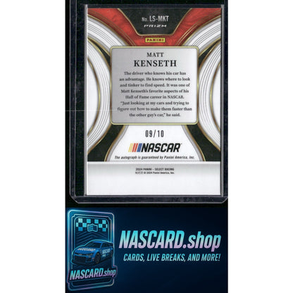 2024 Panini Select Matt Kenseth Legendary Signatures Gold Flash Prizms #/10 - NASCARD.shop