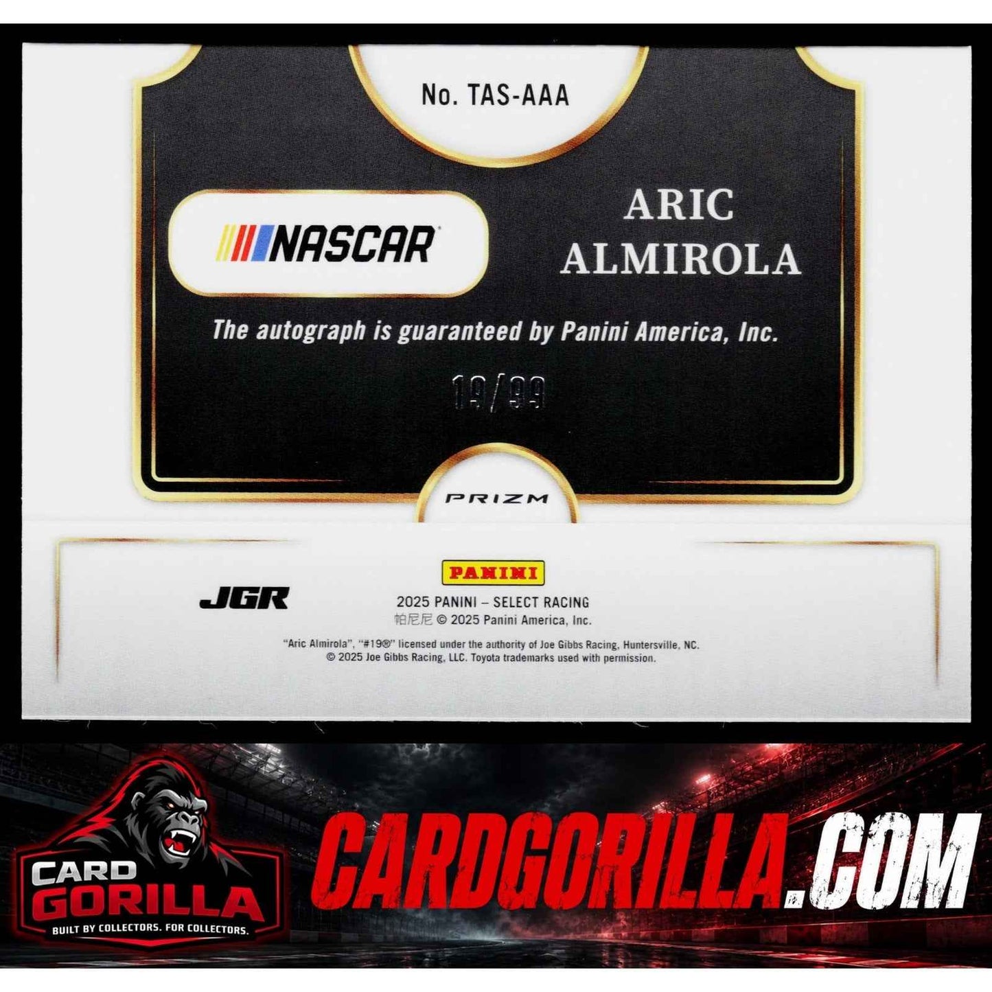2025 Panini Select Aric Almirola Trackside Action Signatures Blue Prizms #/99