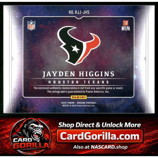 2025 Panini Origins Jayden Higgins Rookie Jumbo Jersey Autographs RC