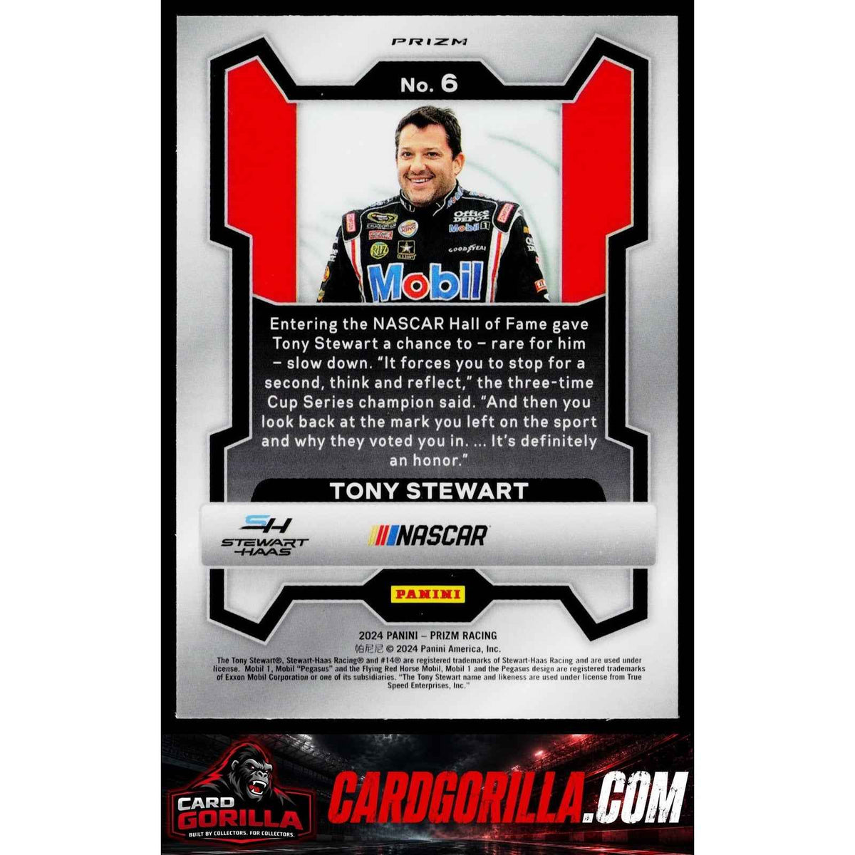 2024 Panini Prizm #6 Tony Stewart White Sparkle