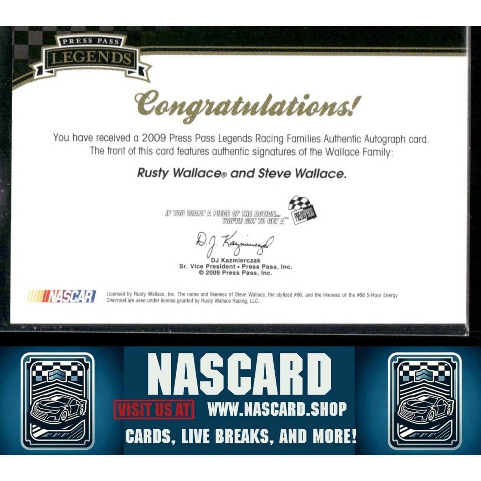 2009 Press Pass Legends Racing Families Rusty Wallace & Steve Wallace Dual /25 - NASCARD.shop