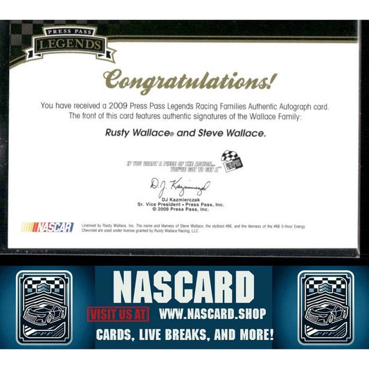 2009 Press Pass Legends Racing Families Rusty Wallace & Steve Wallace Dual /25 - NASCARD.shop