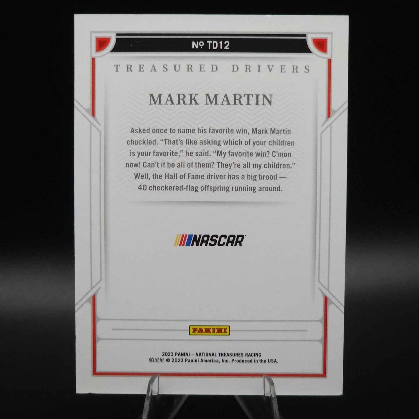 2023 National Treasures Treasured Drivers #TD12 Mark Martin /25 - NASCARD.shop