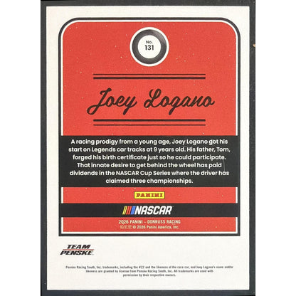 2026 Panini Donruss NASCAR Racing Joey Logano #131 Retro Numbers /22