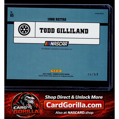 2021 Donruss #85 Todd Gilliland Optic Signatures Holo #/64