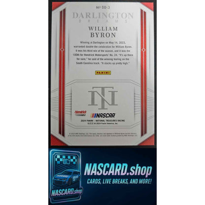 2024 Panini National Treasures #DD-3 William Byron Darlington Dreams Green #5/5