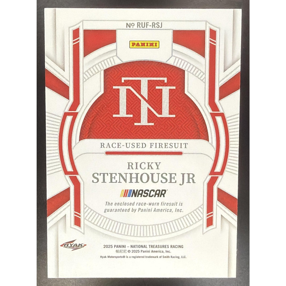 2025 Panini National Treasures Ricky Stenhouse Jr. #19 Race Used Firesuit /99