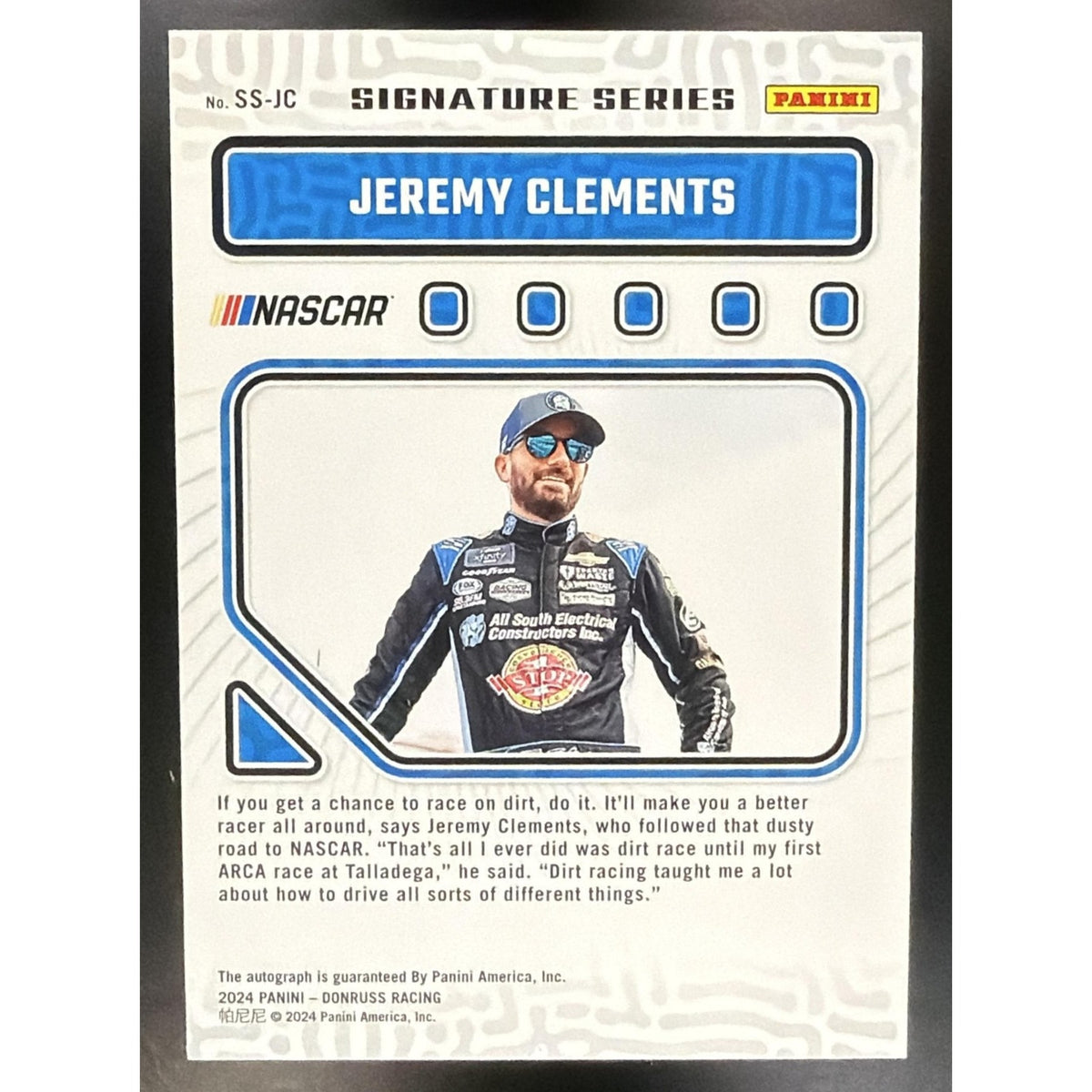 2024 Panini Donruss Jeremy Clements #SS-JC Signature Series Gold 8/10 Auto