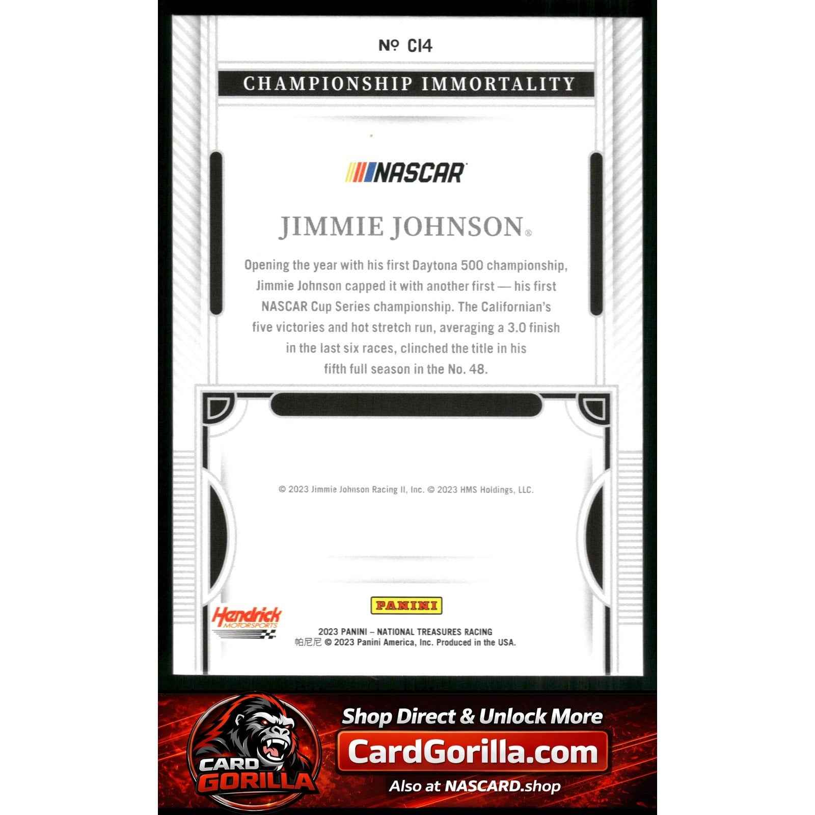 2023 National Treasures Jimmie Johnson Championship Immortality Holo Gold #/10