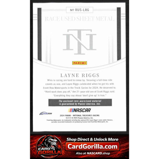 2024 Panini National Treasures #RUS-LRG Layne Riggs Race Used Sheet Metal #/99