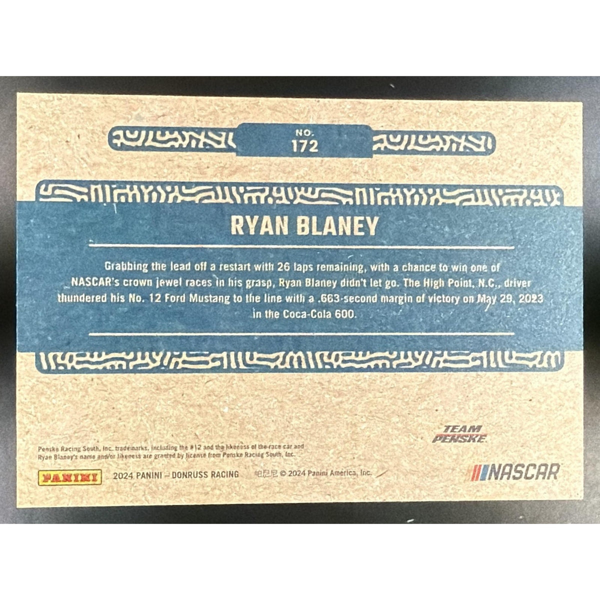 2024 Panini Donruss Ryan Blaney #172 Artist Proof 16/25 Season Highlight