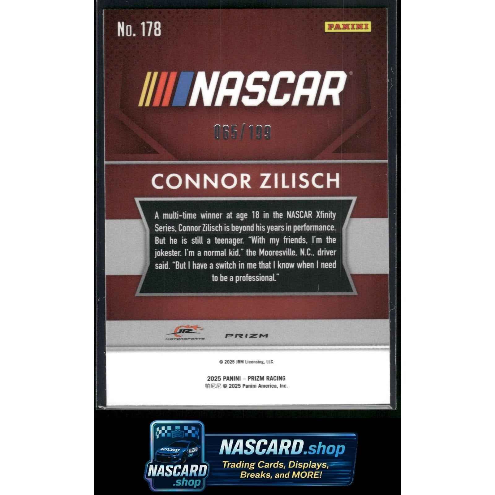 2025 Panini Prizm #178 Connor Zilisch Blue #/199
