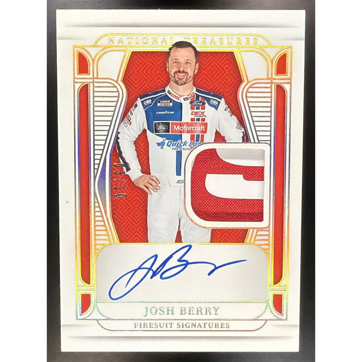 2025 Panini National Treasures Josh Berry #1 Firesuit Signatures Holo Gold /10