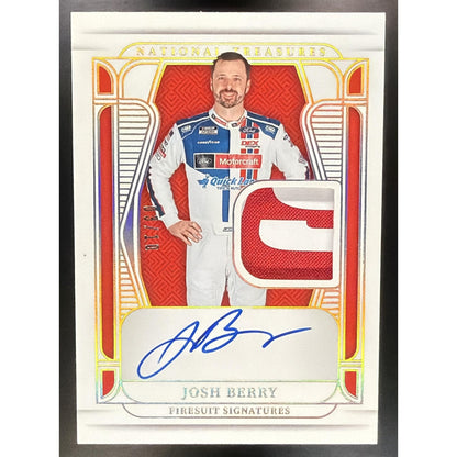 2025 Panini National Treasures Josh Berry #1 Firesuit Signatures Holo Gold /10