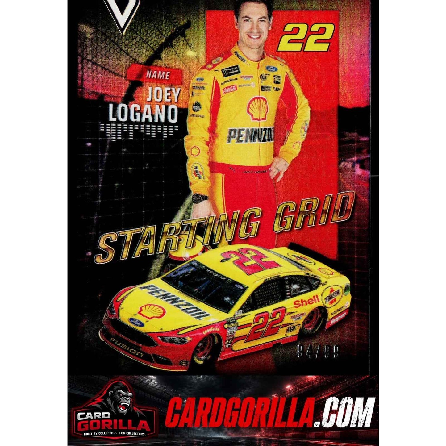 2018 Panini Victory Lane #S16 Joey Logano Starting Grid Gold #/99