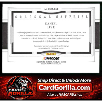 2024 Panini National Treasures #CMA-DYE Daniel Dye Colossal Material Auto #/49