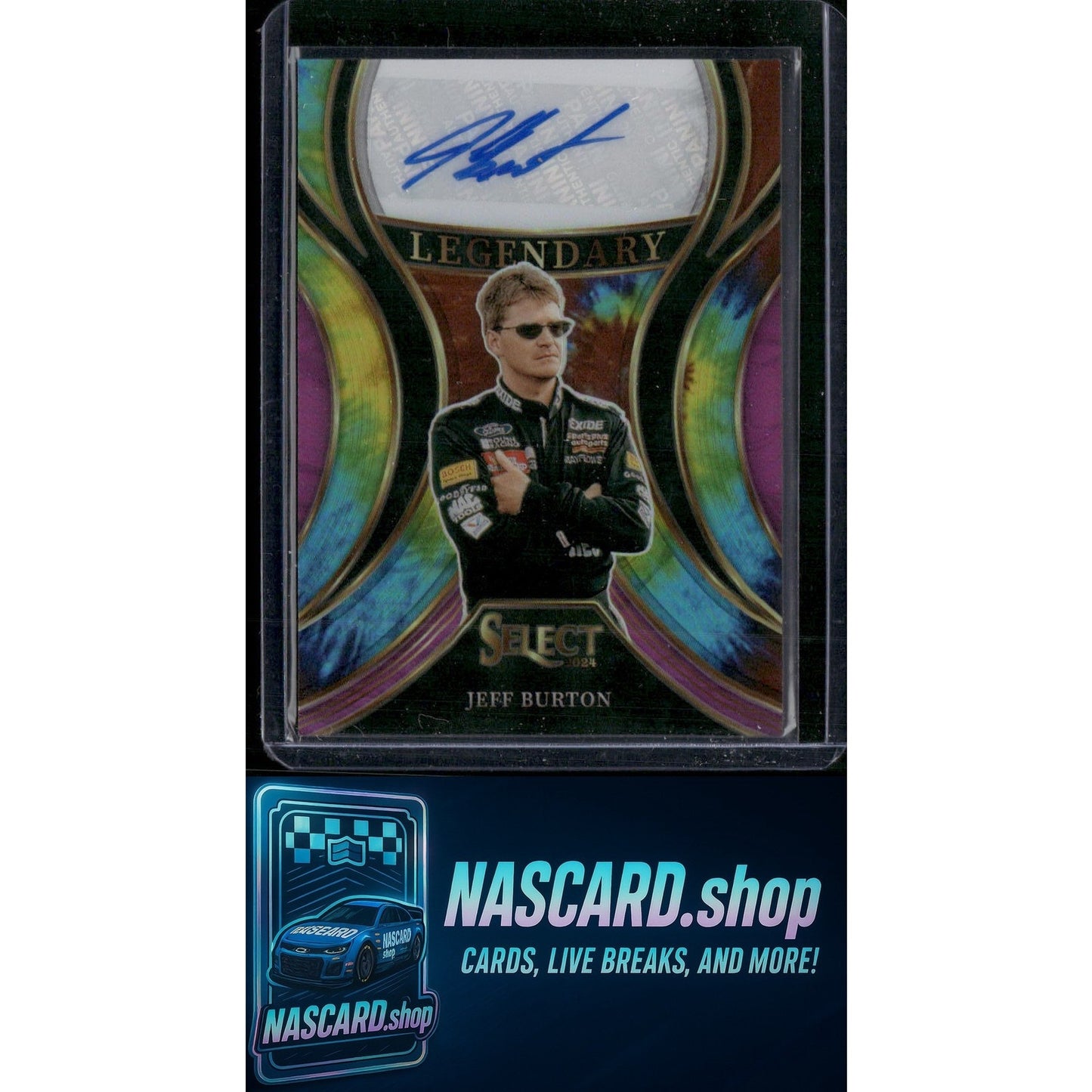 2024 Panini Select #LS-JBT Jeff Burton Legendary Signatures Tie-Dye Prizms #/25 - Card Gorilla