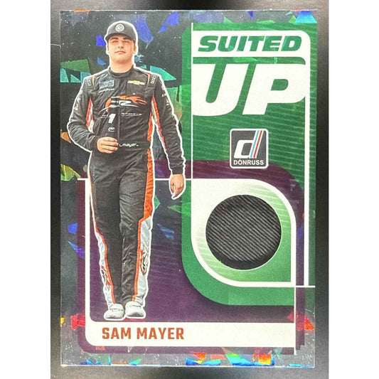 2025 Panini Donruss NASCAR Sam Mayer #SU-SMR Suited Up Swatches Orange Ice