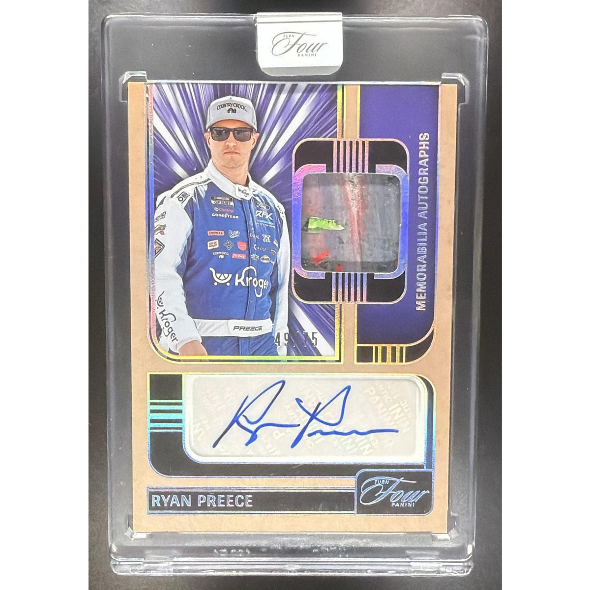 2025 Panini Turn Four NASCAR Ryan Preece Memorabilia Auto Holo Silver /75