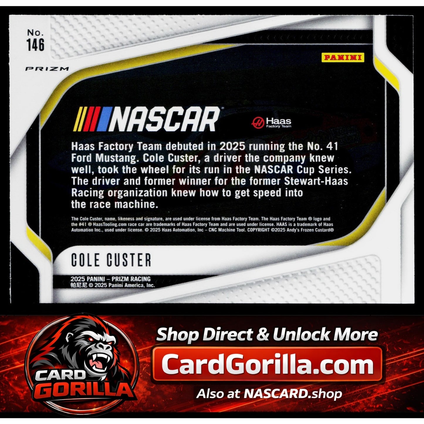 2025 Panini Prizm #146 Cole Custer White Sparkle
