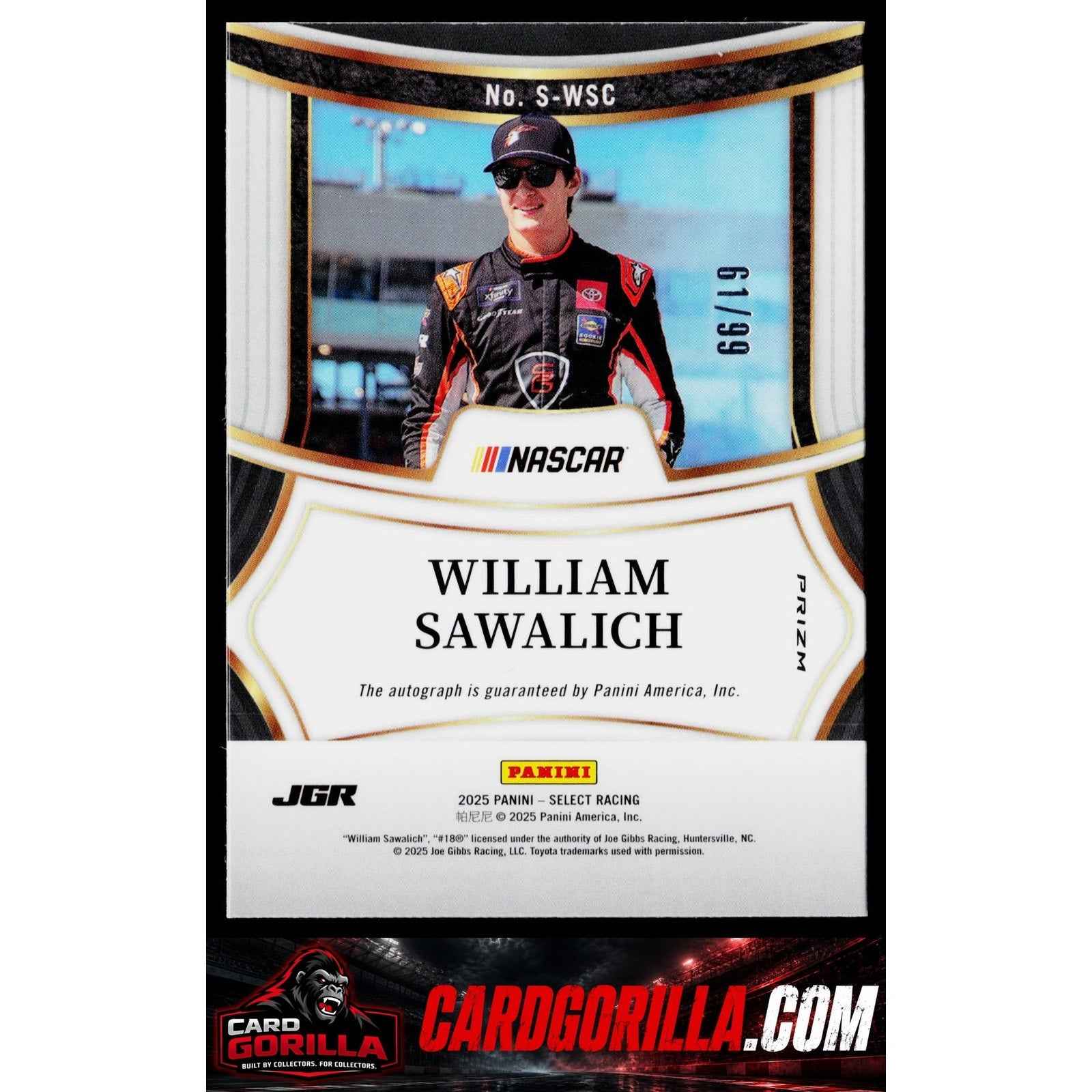 2025 Panini Select #S-WSC William Sawalich Signatures Blue Prizms #/99