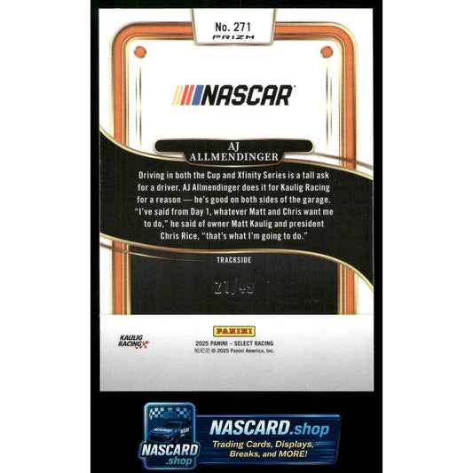 2025 Panini Select #271 AJ Allmendinger Black and Blue Prizms #/49