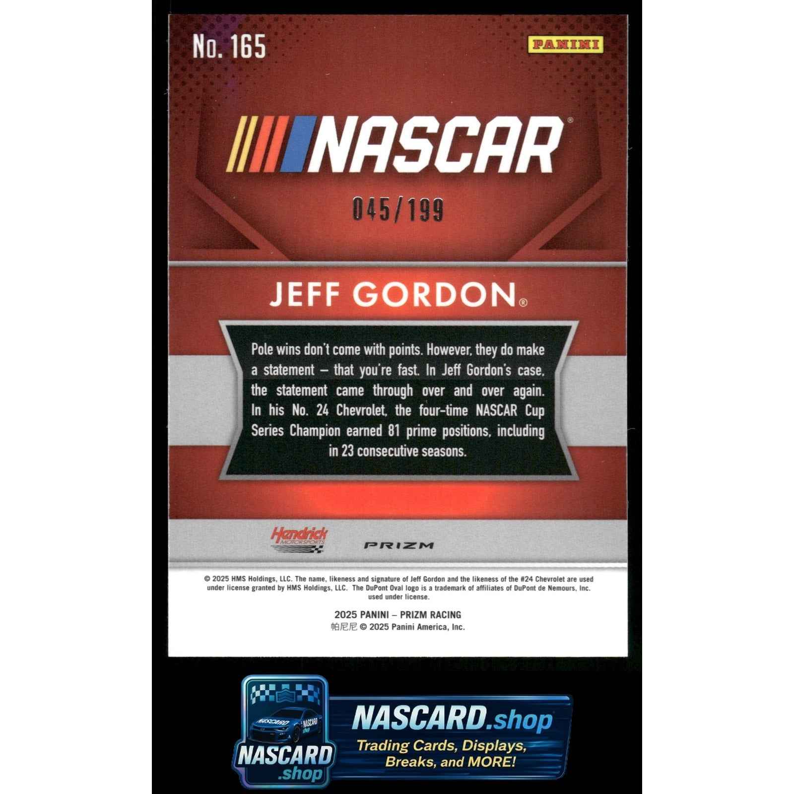 2025 Panini Prizm #165 Jeff Gordon Blue #/199