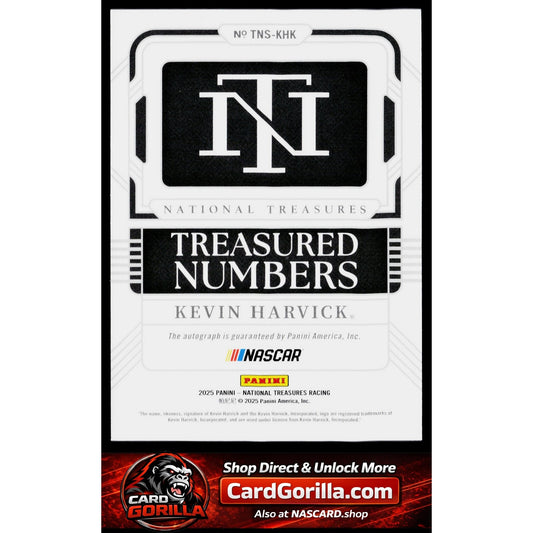 2025 Panini National Treasures Kevin Harvick Treasured Numbers Signatures #/99