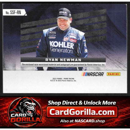 2023 Panini Prime Ryan Newman Dual Souvenir Signatures Firesuit-Sheet Metal #/25