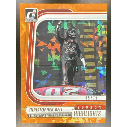 2026 Panini Donruss NASCAR Christopher Bell #5 Season Highlights Orange Ice /75