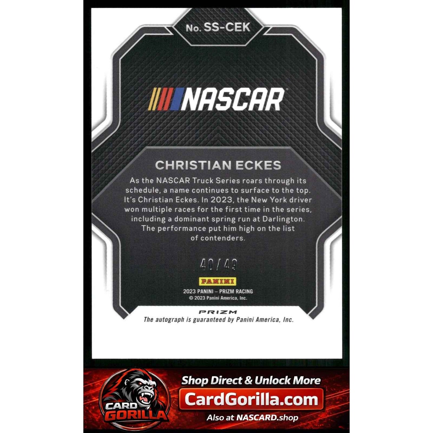 2023 Panini Prizm Christian Eckes Spotlight Signatures Reactive Blue #/49