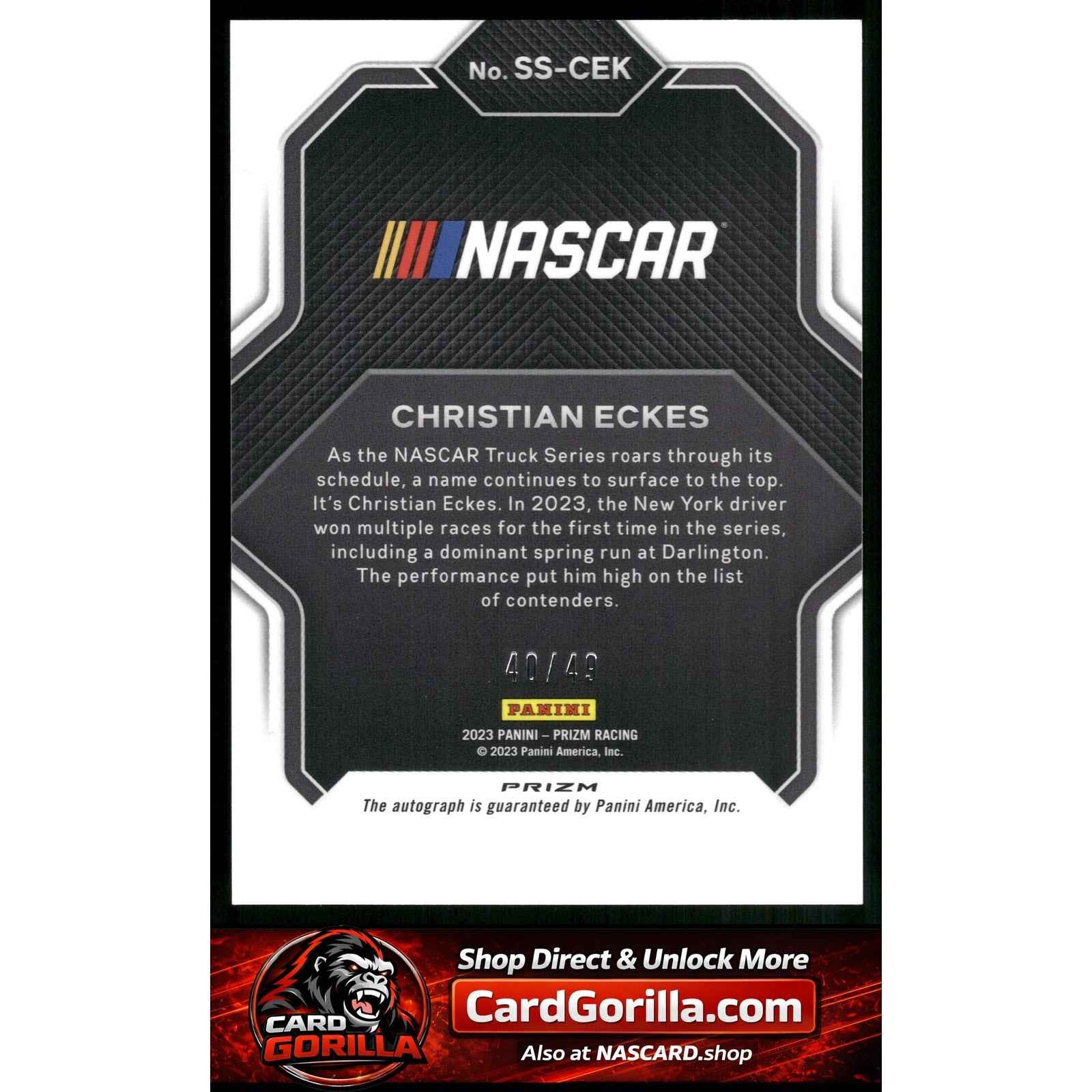 2023 Panini Prizm Christian Eckes Spotlight Signatures Reactive Blue #/49